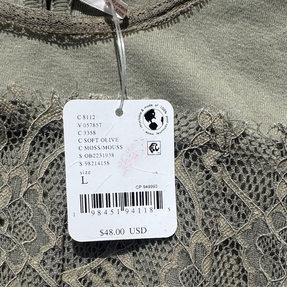 Free People Cosette Corset Tank in Olive Green Lace Button Tank - Picture 7 of 7